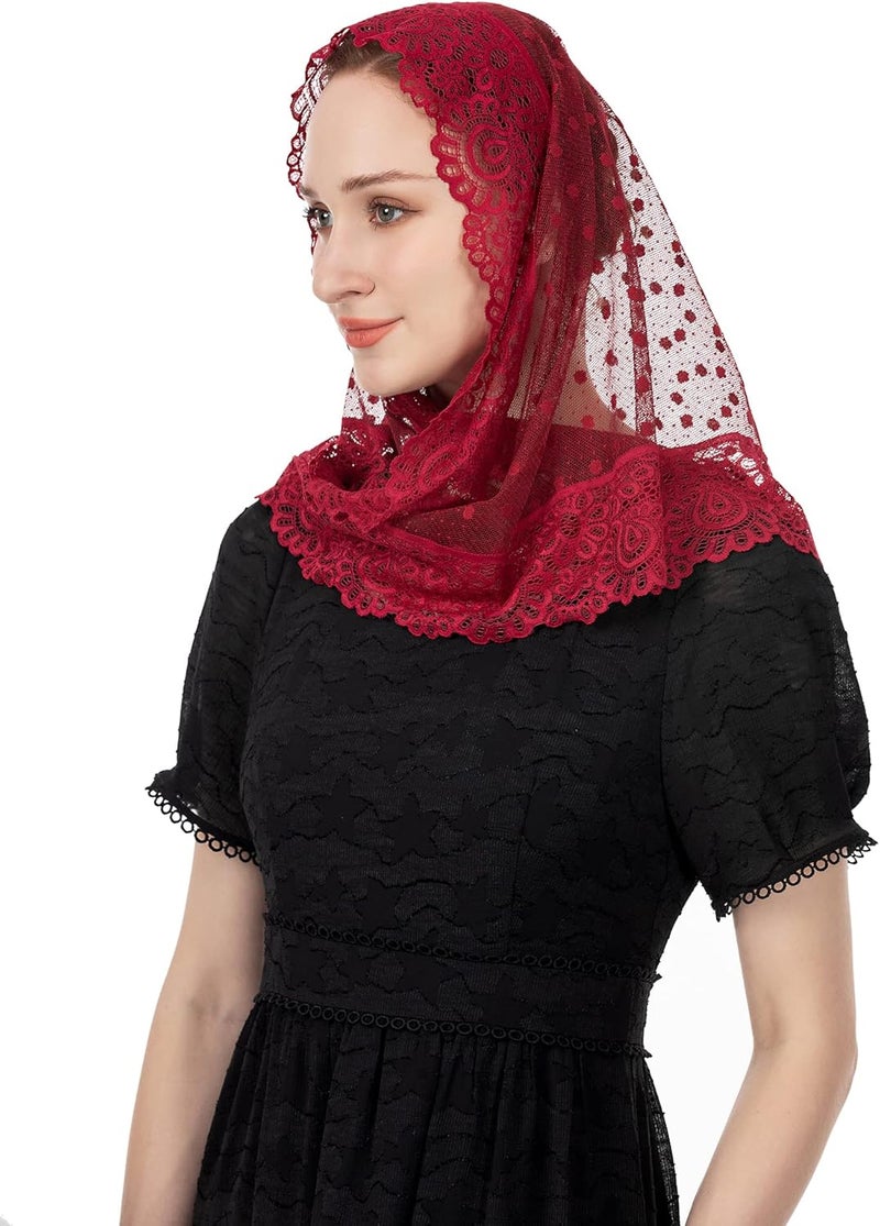 Wgior طرحة كابيل مستوحاة من الطراز القديم على شكل مثلث، غطاء رأس للقداس الكاثوليكي، وشاح مانتيلا للكنيسة - Image 4